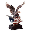 Antique Bronze Eagle w/ Flag - Small